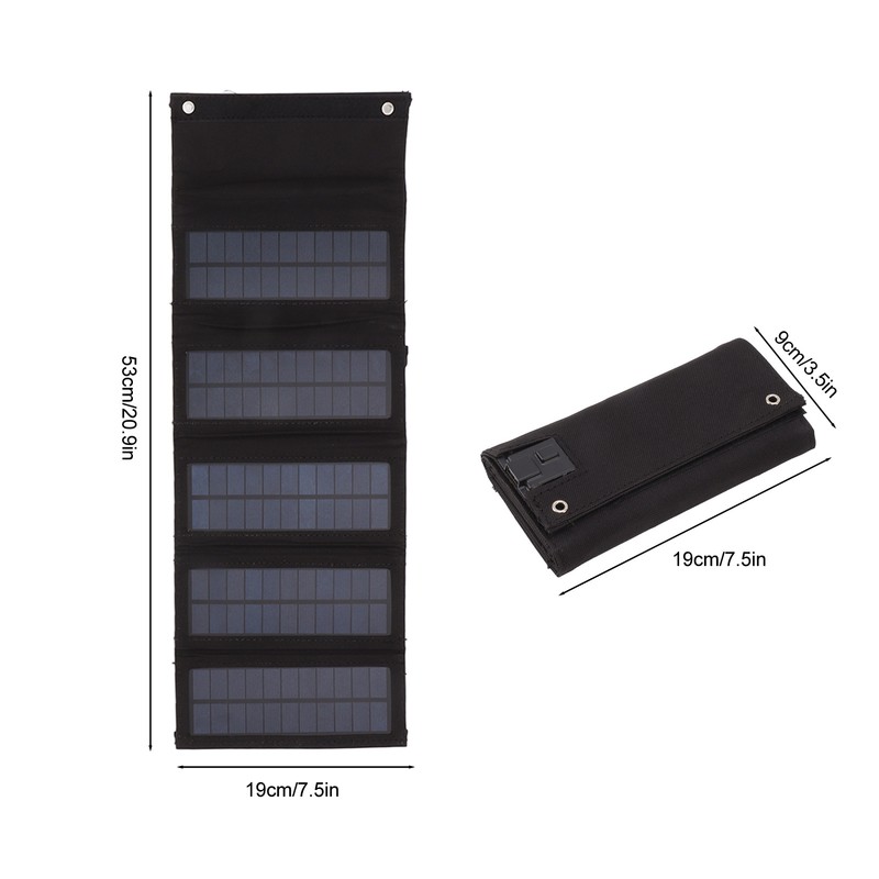 50W Portable Solar Panel Bag Monocrystalline Silicon 5 Folding Solar