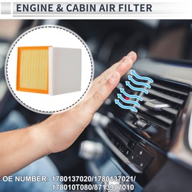 RATCHROLL Engine Cabin Air Filter Combo Set Filter Kit Air Filter Cleaner Element No.1780137020 for Toyota Prius 1.8L L4 Electric/Gas 12-15 for Engine AC 1 Set