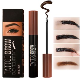 Peel Off Eyebrow Gel, Tattoo Brow Peel Off Eyebrow Gel Tint, Semi-Permanent Colour Eyebrow Dye,Lasts Up To 3 Days,Waterproof Brow Tint Peel Off For Eye Makeup,Fuller & Defined Looking Brows(Black)