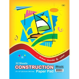 BAZIC 32 Ct. 9" X 12" Construction Paper Pad