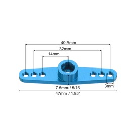 QUARKZMAN Set of 4 Aluminium Servo Horn 25T Servo Horn Steering Double Arms 47 mm Length Sky Blue Suitable for DIY RC Car/Boat/Planes Boat Model Accessories