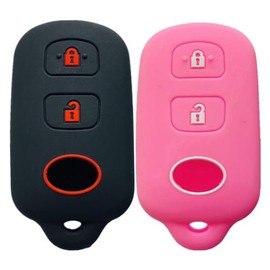 Key Fob Cover for Toyota Tundra: 3 Buttons Key Fob Case Protector Fit for 1995 to 2008 Toyota 4Runner Highlander FJ Cruiser Rav4 Camry Scion XA XB Avalon Echo Prius Sequoia Tacoma Celica| Black + Pink