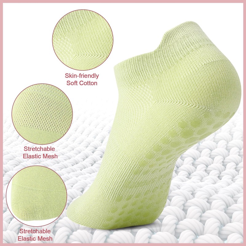 HEQU 6 Pairs Pilates Grip Socks, Non Slip Socks Grip
