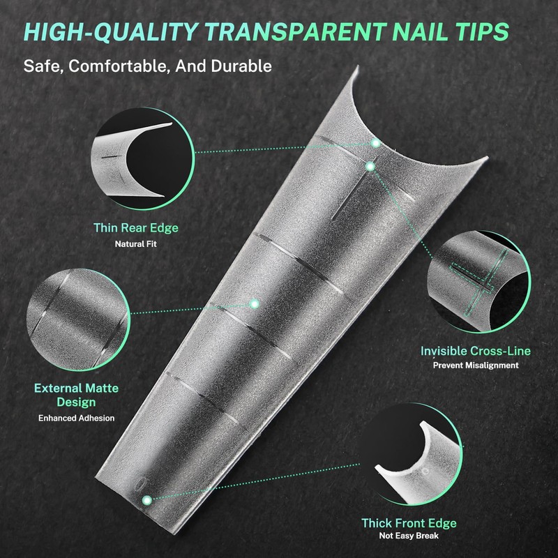 JODSONE Long Coffin Nail Tips Soft Gel Matte Half Cover