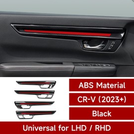 BRMYL Car Inner Door Bowl Handle Decals for 2023 2024 Honda CR-V Accessories CRV ABS Carbon Fiber Interior Stickers, Black Red