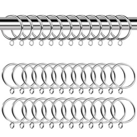 Businey 24 Pack Curtain Rings 32mm Silver Metal Curtain Rings Brass Curtains Ring Internal Diameter Curtains Hoops Rod Ring with Eyelet for Window, Door and Shower Hanging