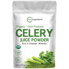 Micro Ingredients Organic Celery Juice Powder, 20 Ounce (1.25 Pound), 71 Serving, Celery Detox and Cold Pressed, Boosts Immune System, Energy and Supports Gut Health, Rich in Immune Vitamin C and Minerals, Vegan