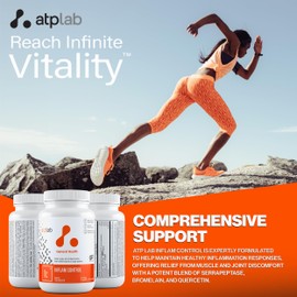 ATP LAB Inflam Control, 120 Capsules - Joint & Muscle Support with Acumin Turmeric, BroccoPhane, Boswellia, Serrapeptase, Bromelain, Quercetin - Enhanced Comfort & Mobility