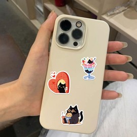 50 Pcs Cute Cartoon Black Cat Stickers Adorable Kawaii Cat Decals for Waterproof Vinyl Stickers for Scrapbooking, Journaling, Laptops, Water Bottles, and Crafts