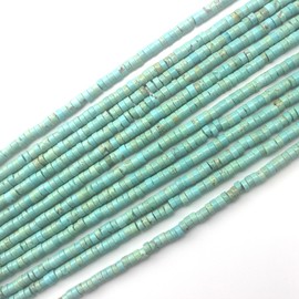 160pcs 4x2mm Natural Turquoise Heishi Disc Rondelle Spacer Stone Semi Precious Gemstone Loose Beads for Jewelry Making 15" A