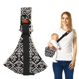 Babytrage Seitlich, Verstellbare Wild Ride Kindertrage, Multifunktionale Babytrage, Tragbar Baby Tragetuch für Babys von 0 bis 36 Monaten, Kleinkinder bis 15kg (Schwarz Muster)