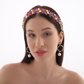 Crystal Wedding Headband Vintage Rhinestone Headbands Sparkly Leaf Hairband Prom Party Hair Hoop for Women Girls