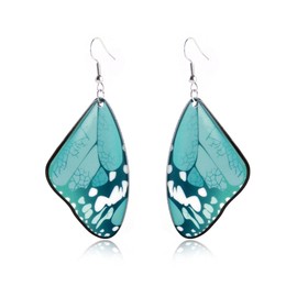 Cute Colorful Butterfly Wing Dangle Earring Boho Arylic Animals Shape Teal Purple Monarch for Women - Jade-green