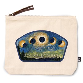 Lantern Press Solar Eclipse 2024, Starry Night, 100% Cotton Zipper Pouch, Travel Accessory, Go Bag