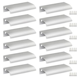 Qjaiune Back Mount Finger Edge Pull 80mm/3.15", Aluminum Hidden Handle Concealed Tab Pulls for Home Kitchen Living Room Door Drawer Cabinet (12Pcs, Silver)