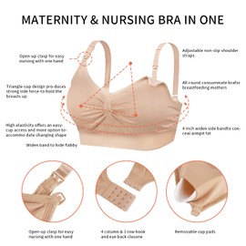 INTLMATE 3 Pack Women's Nursing Bra Seamless Wireless Night Sleep Nursing Maternity Bra Sleep Bralette with Removable Spill Prevention Pads and Bra Extenders