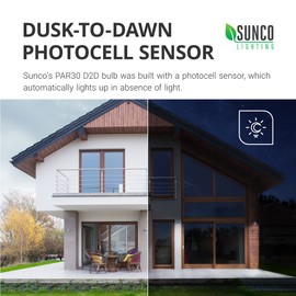 Sunco LED PAR30 Dusk to Dawn Light Bulb for Outside Porch, Patio, Backyard, 11W=75W, 850 LM, 2700K Soft White, Non-Dimmable, Photocell Sensor, UL 2 Pack