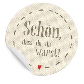 24 Stickers: Schön, dass du da warst cream, vanilla, matte paper stickers for party favours, labels for table decoration, wine bottles at the wedding, etc