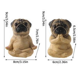Rayberro 2 Pack Yoga Pug Sculptures Meditation Figurines, Fairy Garden Decor, Meditating Statues, Zen Yoga Pug Crafts Collectible Desktop Ornaments, Home Office Decoration Gift (Brown)