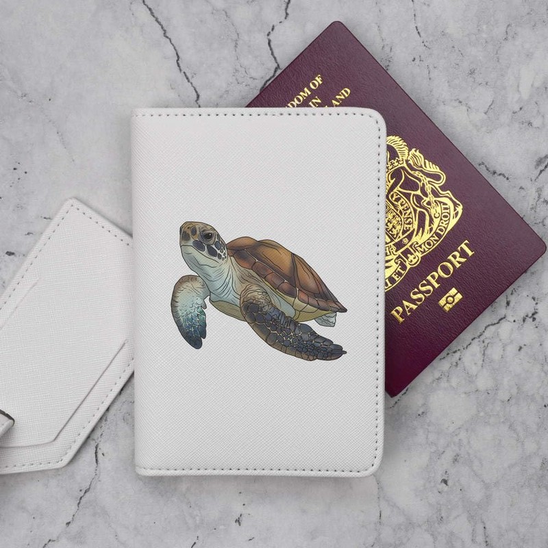 Azeeda 'Sea Turtle' Passport Cover & Luggage Tag Travel Set