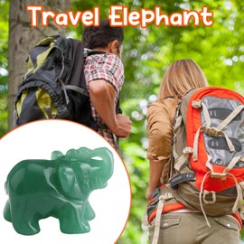 PAJH Elephant Figurines Gift for Travelers Women Mini Elephant Figurine Good Luck Gifts Travel Gifts, Green Jade