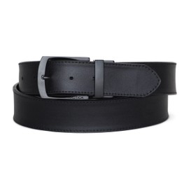 Nautica Men's Reversible Leather Belt | 2-in-1 | Classic | Everyday | Business | Work | Dress | Casual | Metal Buckle, Signature Logo - Black Ribbon/Leather, 44"