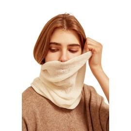 prettystern Loop Scarf 100% Cashmere Wool Plain Knitted Cashmere Scarf Women's Tube Scarf, crème-white