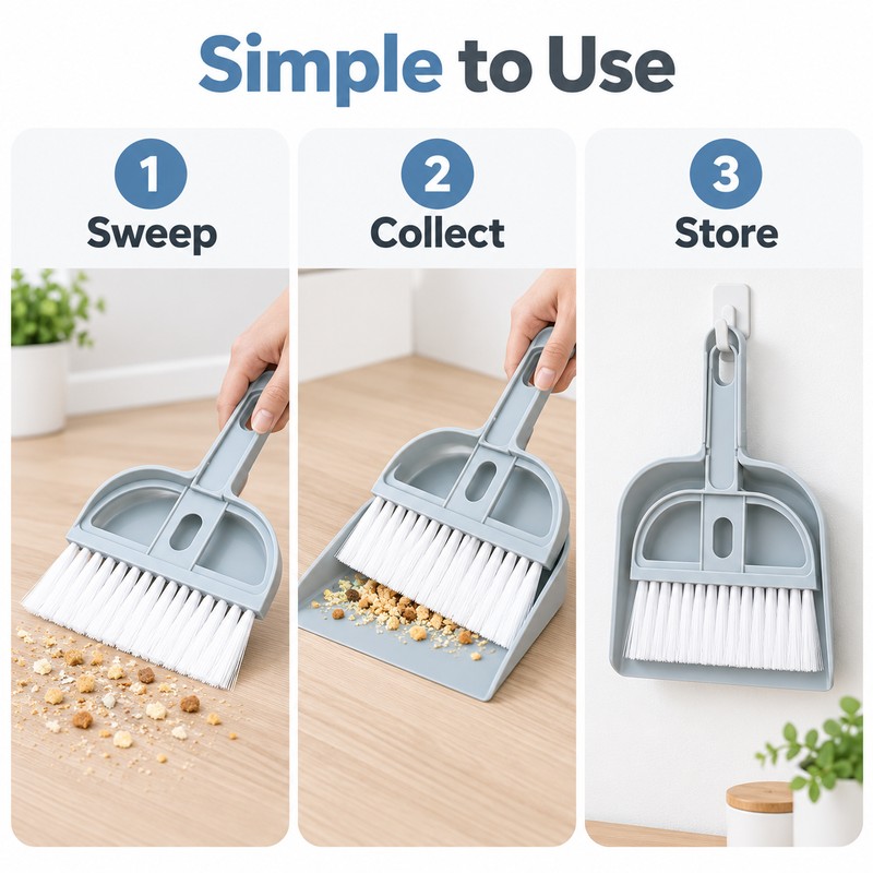Mini Desktop Dustpan & Brush Set – Compact Plastic Cleaning