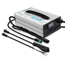 EZGO Battery Charger 48 Volt with 3 Pin Triangle Plug rxv txt,LiFePO4 &Lead-Acid 24V/36V/48V Adjustable Voltage & Current, Waterproof Plug M8 & 48V 3-Pin Triangle Plug (EZGO 48V 3-Pin Triangle Plug)