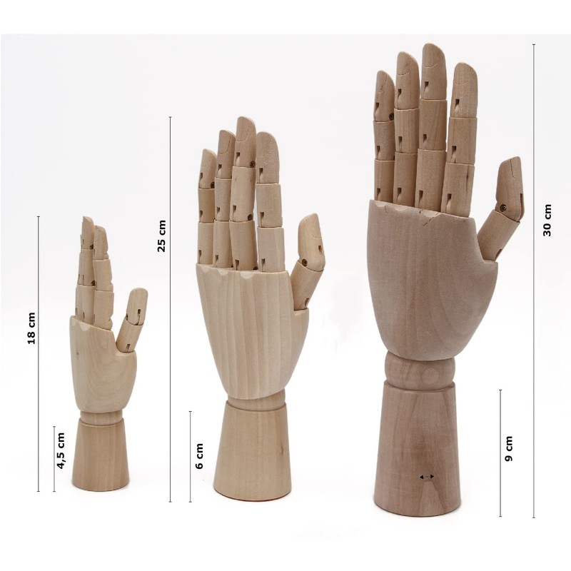 Paintersisters® Link hand, 30 cm, right, wooden hand, movable, model