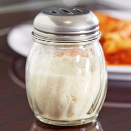 American Metalcraft 8 OZ Plastic Cheese Shaker with Slotted Top with Metal Lid: 3-1/2" High