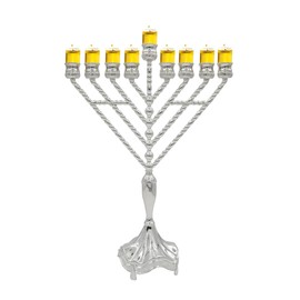 Majestic Giftware Silver-Plated Chanukah Oil Menorah (MN-HA220) | Fits Standard Chanukah Oil Cups and Large Candles | Durable & Long-Lasting Quality | Hanukkah Menorah - 18” High