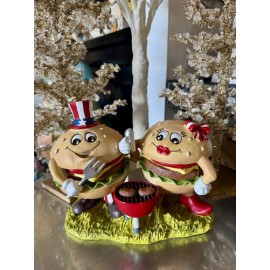 Martha Stewart Patriotic Barbecue Cheeseburger Hamburger Tabletop Decor Couple Mr Mrs BBQ Grill
