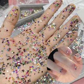 2000PCS Colorful Rhinestones Nail Charms 3D Mini Heart Star Flower Nail Art Supplies for Acrylic Nails Crystal Flat Back Nail Gems and Charms Nail Diamonds for Women DIY Nail Decoration Accessories