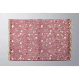 Japanese Sutra Desk Mat, Cherry Blossom Pattern, Flame-retardant, High-grade Gold Brocade Rug, Sutra Desk, Buddhist Altar Mat, Fire Resistant Mat (No. 16, Purple Border), Kyoto Butsudan Isenemura