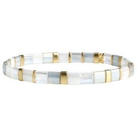 KELITCH Women Tila Bracelets Miyuki Beads Bracelets Colorful Stretch Bracelets Mixed Friendship Bracelets (Gray 05J)