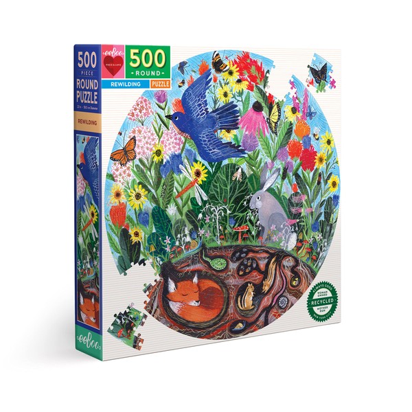 eeBoo: Piece and Love Rewilding 500 Piece Round Jigsaw Puzzle, Sturdy Puzzle Pieces, A Cooperative Activity with Friends and Family