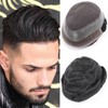 HAPPY&CC Toupee for Men Real Human Mens Hair Replacement System