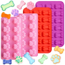 Kezidhp 4 Stück Backmatte Hundekekse – BPA-freie Silikonform Hund, Hundekekse Backform für DIY Leckerlis, Schokolade, Eiswürfel & Süßigkeiten – Backmatten für Hundeleckerlies