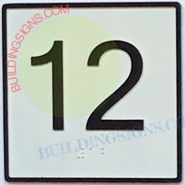 BuildingSigns.com Elevator Floor Number 12 Sign- Elevator JAMB Plate Floor 12 Sign-REF24-102