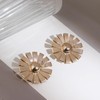 Daisy Flower Stud Earrings, Gold-Plated, Large Statement Design, Women's Fashion