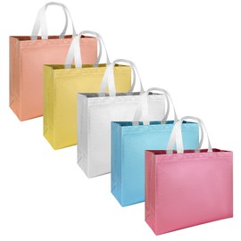 PHOGARY 15 PCS Gift Bags with Handles 12.5x4.7x11inch, 5 Colors in Bulk for Birthday Treat Bags, Large Goodie Bags, Party Favor Bags for Bridemaid Wedding