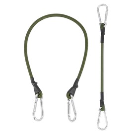 PATIKIL 11.8" Bungee Cord with Hooks, 2 Pack Heavy Elastic Strap Bungee Rope, Dual Aluminum Alloy Hooks for Camping Luggage Stand Bicycle Cargo Tent Green