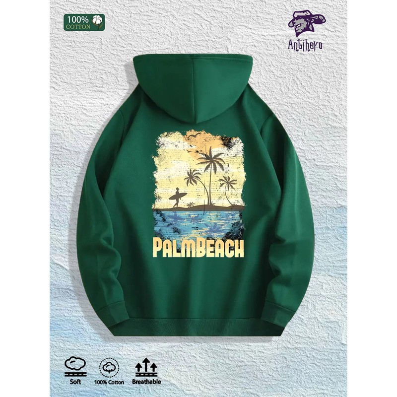 Palm Beach Graphic Hoodie 100% Cotton US Warehouse 7 ColorsColor: