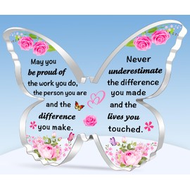 TTOVEN Leaving Gifts for Colleagues Women Teacher Gifts Thank You Teacher Gifts for Women Leaving Gifts for Women Plaque Gifts Beautiful Butterfly Acrylic Plaque