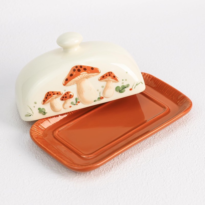 Bicuzat Ceramic Butter Dish with Lid Butter Keeper Butter Plate