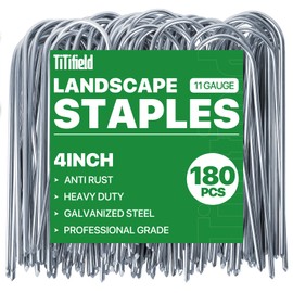 TiTifield U Shape Garden Stakes 180 Packs 4 Inch 11 Gauge Irrigation Tubing Stakes, Heavy Duty Galvanized Landscape Staples for Tube, Lawns, Landscape Fabrics,Irrigation Hose and Weed Barriers