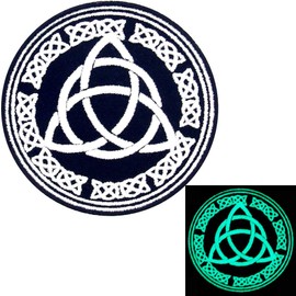 Glow in Dark The Celtic Knot Protection of The Eternal Flow of Energy and Time Patch Embroidered Applique Fastener Hook & Loop Emblem
