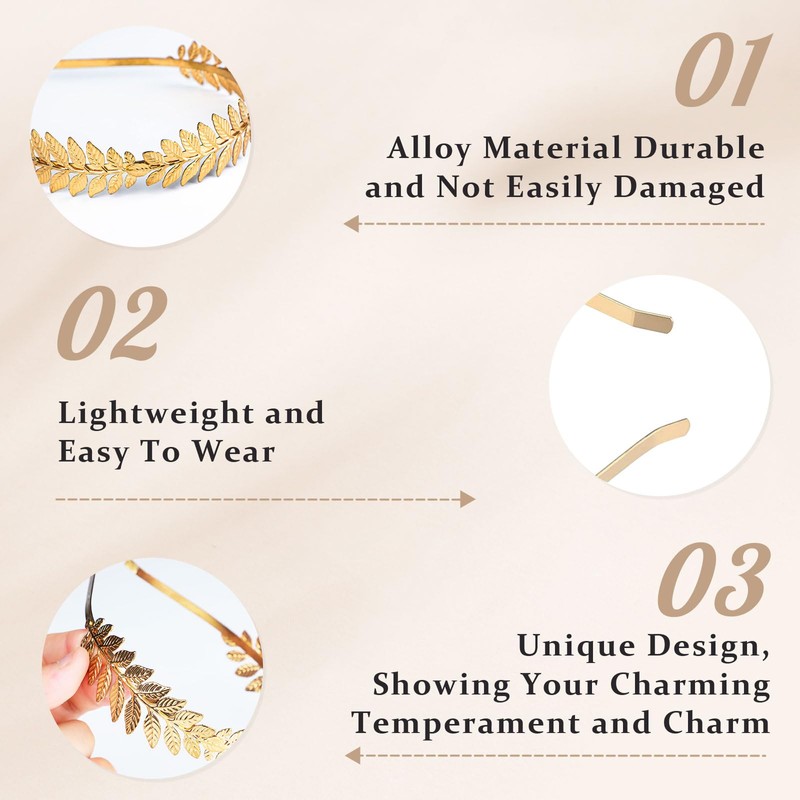 4 Pezzi Gold Headpiece Headband Bride, Roman Goddess Headband, Laurel