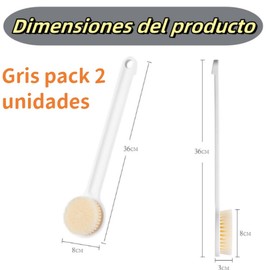 Lovgrin Cepillo de baño con cerdas, Cepillo para espalda de ducha con mango largo, para spa o ducha relajante con cerdas naturales para masaje y exfoliación de la piel, Cepillo De Baño Para Mujeres Y Hombres (Gris)